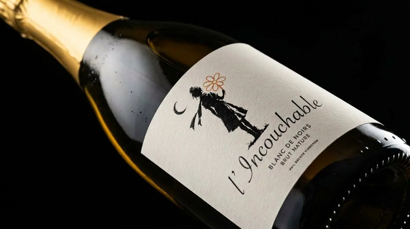 Bouteille de l'Incouchable, étiquette illustrée